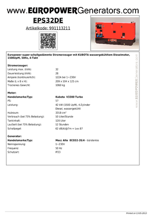 Generatoare de curent diesel Europower EPS 32 DE (MA)