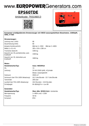 Generatoare de curent diesel Europower EPS60TDE (MA)