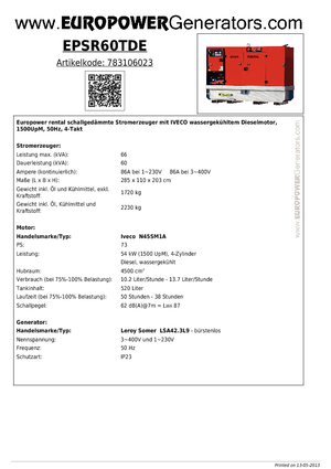 Generatoare de curent diesel Europower EPSR60TDE (LS)