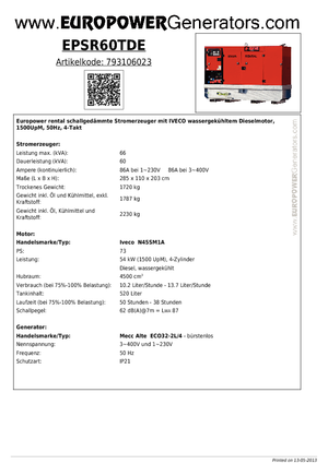 Generatoare de curent diesel Europower EPSR60TDE (MA)