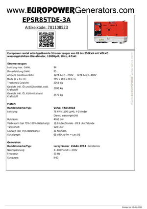 Generatoare de curent diesel Europower EPSR85TDE-3A (LS)