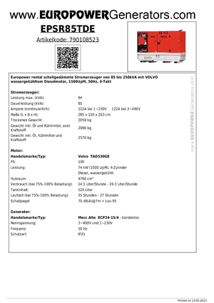 Generatoare de curent diesel Europower EPSR85TDE (MA)