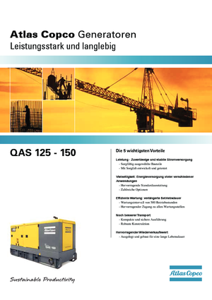 Generatoare de curent diesel Atlas Copco QAS 150 VDS FW