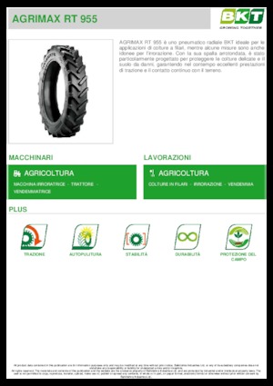 Anvelope pentru agricultură BKT AGRIMAX RT 955 270/95 R 36