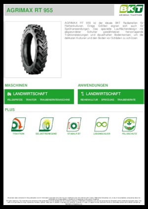 Anvelope pentru agricultură BKT AGRIMAX RT 955 270/95 R 36
