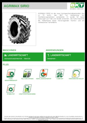 Anvelope pentru agricultură BKT AGRIMAX SIRIO 540/65 R 38
