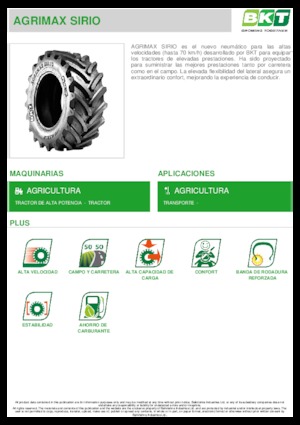 Anvelope pentru agricultură BKT AGRIMAX SIRIO 540/65 R 38