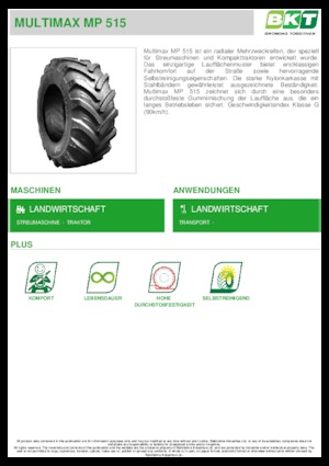 Anvelope pentru agricultură BKT MULTIMAX MP 515 445/65 R 22.5 MPT