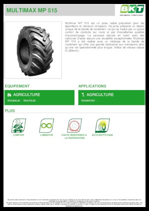 Anvelope pentru agricultură BKT MULTIMAX MP 515 445/65 R 22.5 MPT