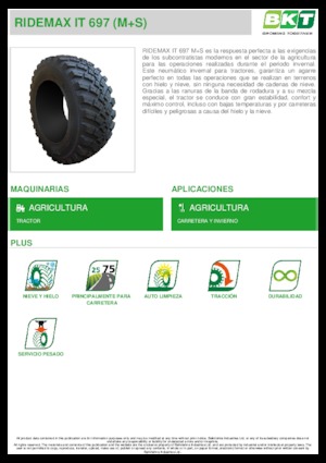 Anvelope pentru agricultură BKT RIDEMAX IT 697 M+S 600/70 R30