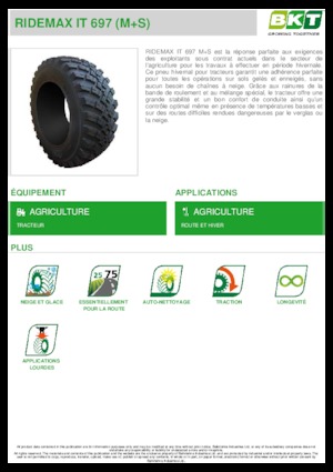 Anvelope pentru agricultură BKT RIDEMAX IT 697 M+S 600/70 R30