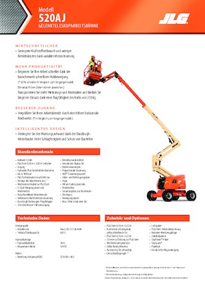Nacele cu braț articulat pe roți JLG 520AJ