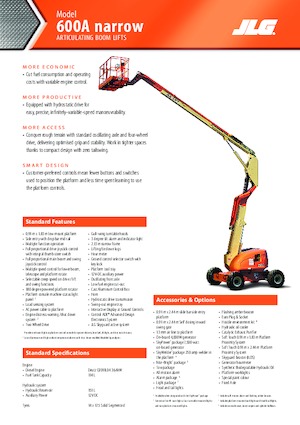 Nacele cu braț articulat pe roți JLG 600AN