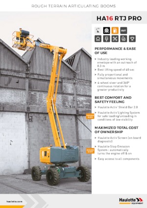 Nacele cu braț articulat pe roți Haulotte HA16 RTJ PRO