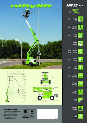 Nacele cu braț articulat pe roți Niftylift HR12DE