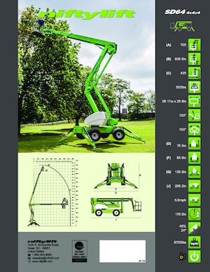 Nacele cu braț articulat pe roți Niftylift SD64 4x4x4
