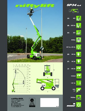 Nacele cu braț articulat pe roți Niftylift SP34 4x4