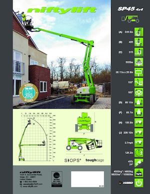 Nacele cu braț articulat pe roți Niftylift SP45 4x4