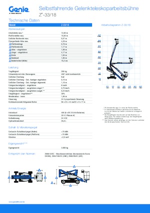 Nacele cu braț articulat pe roți Genie Z-33/18