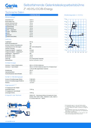 Nacele cu braț articulat pe roți Genie Z-45/25J Bi-Energy