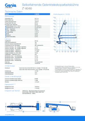 Nacele cu braț articulat pe roți Genie Z-80/60