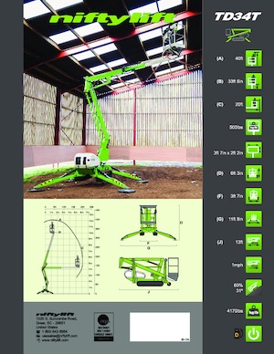 Nacele cu braț articulat pe șenile Niftylift TD34T