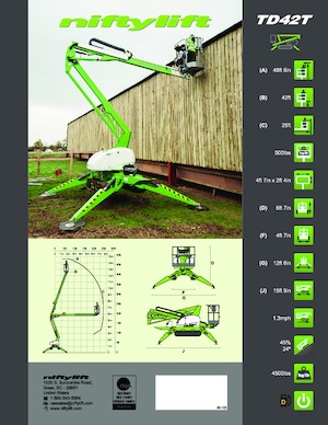 Nacele cu braț articulat pe șenile Niftylift TD42T