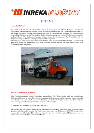 Nacele telescopice montate pe camion Inreka IPT 16-1