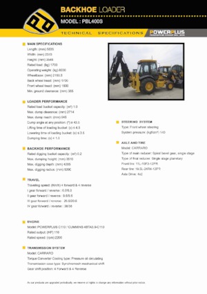 Buldoexcavatoare PowerPlus PBL400S