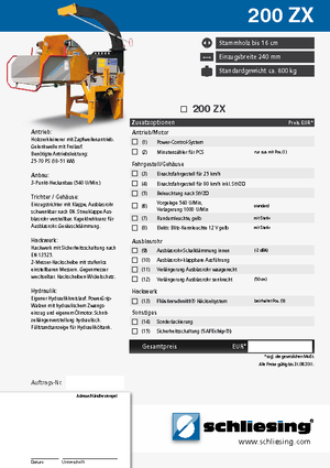 Tocătoare de lemn Schliesing 200 ZX