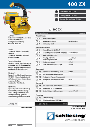 Tocătoare de lemn Schliesing 400 ZX