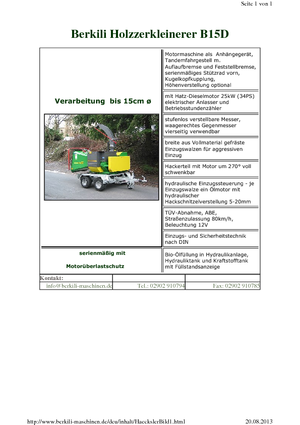 Tocătoare de lemn Berkili B 15 D-L-SM