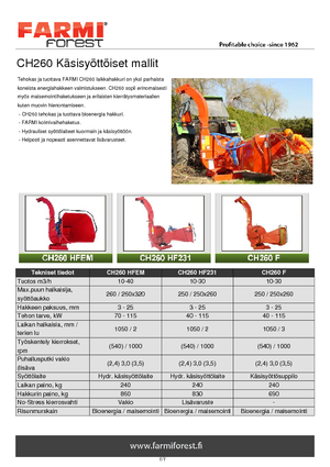 Tocătoare de lemn Farmi CH 260 HFC