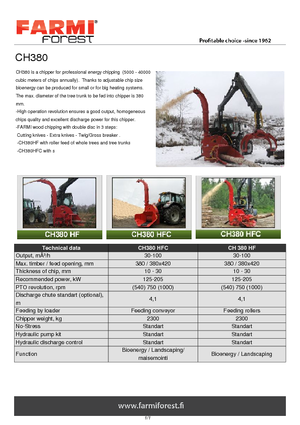 Tocătoare de lemn Farmi CH 380 HFC