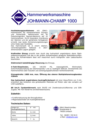 Tocătoare de lemn Johli Champ 1000