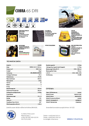 Tocătoare de lemn TS-Industrie Cobra 65 DRI