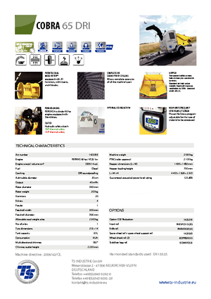 Tocătoare de lemn TS-Industrie Cobra 65 DRI