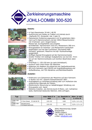 Tocătoare de lemn Johli Combi 300 - 520 D