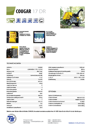 Tocătoare de lemn TS-Industrie Cougar 17 DR