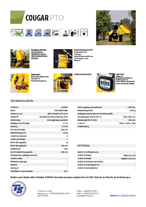 Tocătoare de lemn TS-Industrie Cougar PTO