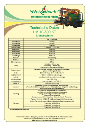 Tocătoare de lemn Heizohack HM 10-500 KT
