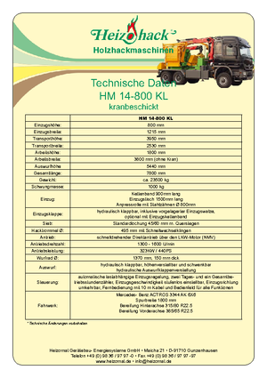 Tocătoare de lemn Heizohack HM 14-800 KL