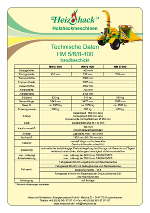Tocătoare de lemn Heizohack HM 8-400