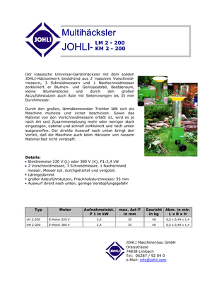 Tocătoare de lemn Johli LM 2-200