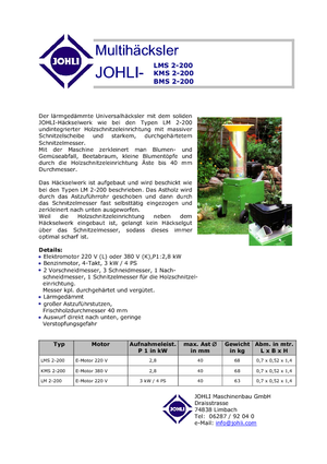 Tocătoare de lemn Johli BMS 2-20