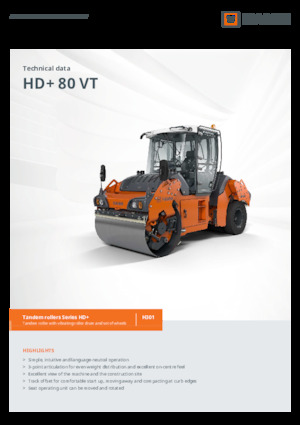 Cilindri compactori în tandem Hamm HD+ 80 VT
