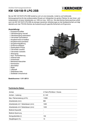 Măturători stradale compacte Kärcher KM 120/150 R LPG 2 SB