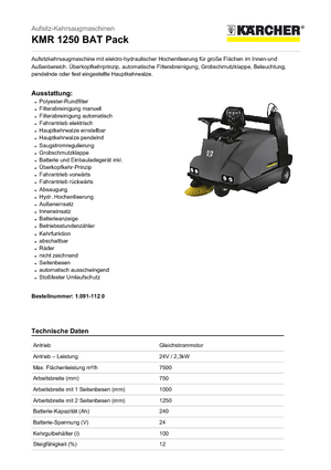 Măturători stradale compacte Kärcher KMR 1250 BAT Pack