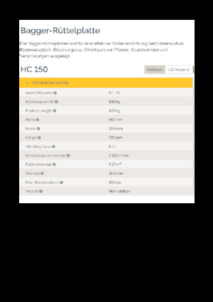 Vibratoare de suprafață montabile Epiroc HC 150 
