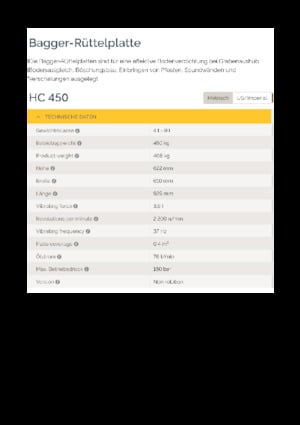 Vibratoare de suprafață montabile Epiroc HC 450 